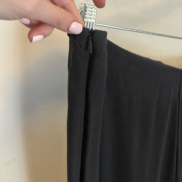 Eileen Fisher Georgette Wide Leg Ankle Crop Pant 100% Silk‎ Trouser Black 2X - Picture 4 of 9